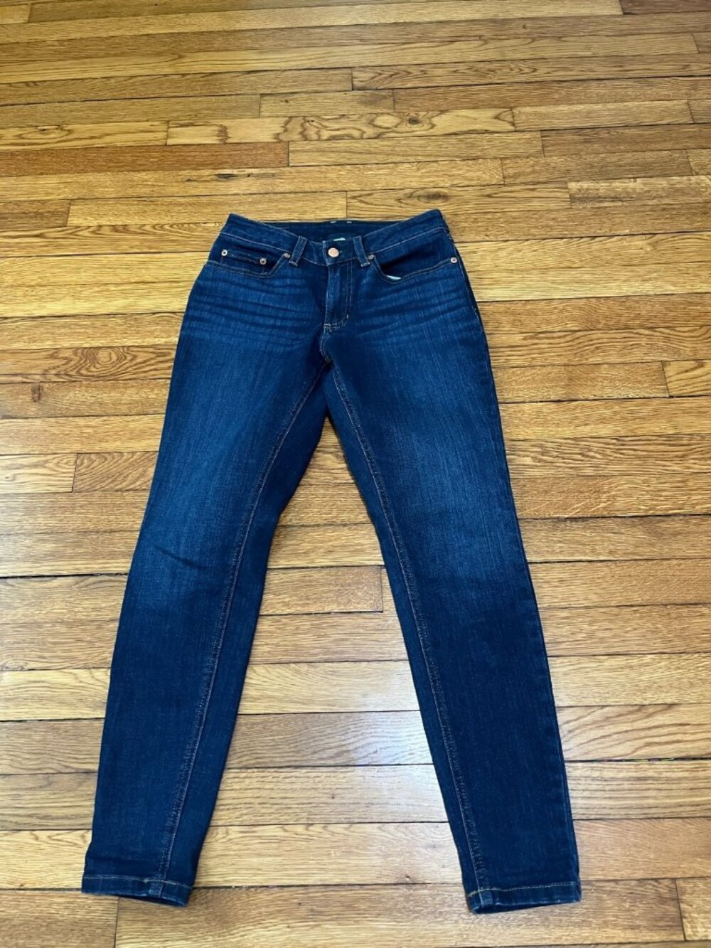 LL Bean Women's Skinny Jeans Size 4p Petites Dark Wash Blue Denim Pants